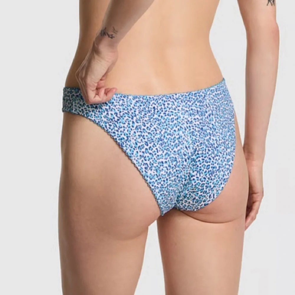 New! Frankie's Bikinis golden hour Blue Leopard Bikini Bottom 1537